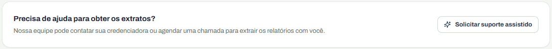 Tela da Rekeep: precisa de ajuda para obter os extratos? Solicitar suporte assistido